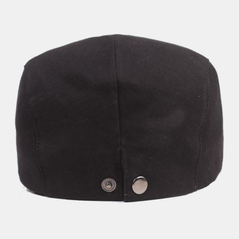 Menn Bomull Beret Cap Ensfarge Justerbar Casual Retro Solskjerming Forover Cap Flat Hat