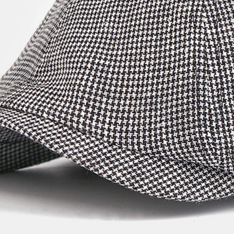 Menn Bomull Beret Cap Gittermønster Britisk Retro Newsboy Hatter Peaked Cap Åttekantet Hat