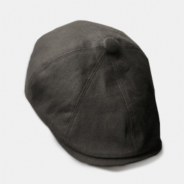 Menn Bomull Lin Beret Cap Ensfarget Retro Wild Newsboy Hat Forward Cap Octagonal Hat