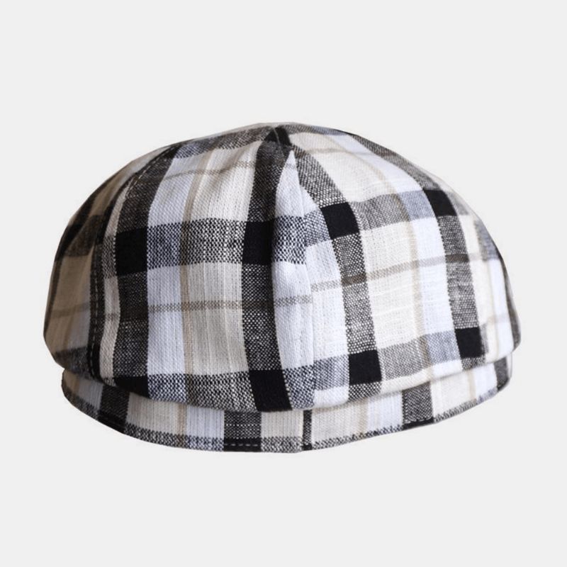 Menn Lin Beret Cap Gitter Mønster Britisk Retro Newsboy Hatter Maler Hat Octagonal Hat