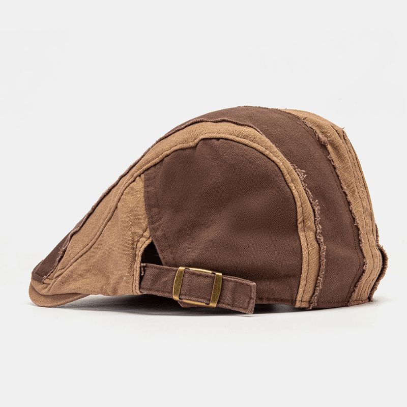 Menn Make-Old Patchwork Flat Hat British Retro Simple Newsboy Hat Ivy Cap Forward Cap Beret Cap