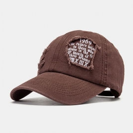 Unisex Bomull Frynsete Kant Ødelagte Hull Tall Bokstaver Broderi Mote All-Match Baseballcaps