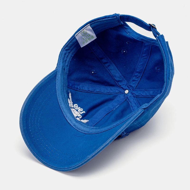 Unisex Bomull Frynsete Kant Ødelagte Hull Tall Bokstaver Broderi Mote All-Match Baseballcaps