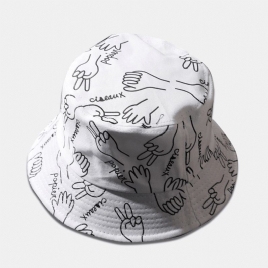 Unisex Bomullsbokstaver Linjetegning Gester Graffiti Mote Sunshade Bucket Hat