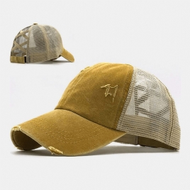 Unisex Camouflage Stretch Fit Cap Mesh Pustende Trucker Hat Cross Hestehale Baseball Cap