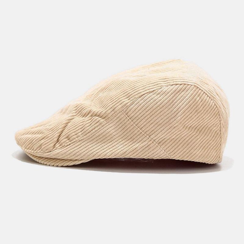 Unisex Corduroy Uformell All-Match Solid Farge Forward Hat Beret Hat