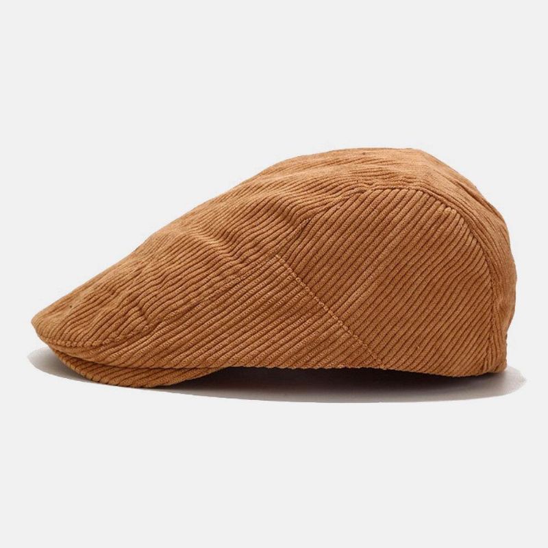 Unisex Corduroy Uformell All-Match Solid Farge Forward Hat Beret Hat