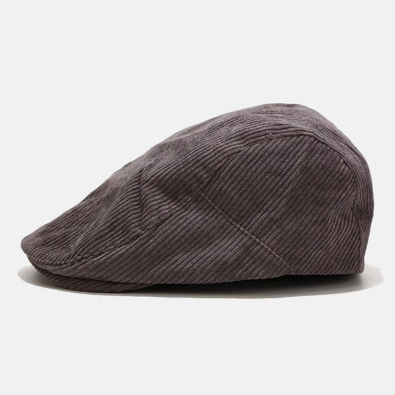 Unisex Corduroy Uformell All-Match Solid Farge Forward Hat Beret Hat
