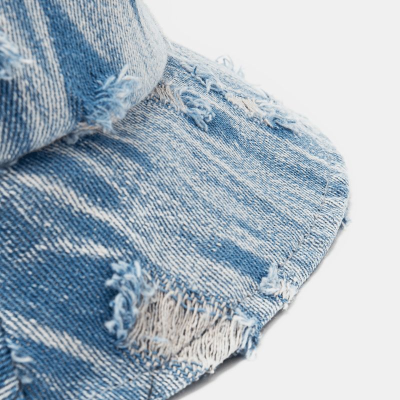 Unisex Denim Brevmønster Broderi Skadet Laget-Gammeldags Bøttehatt