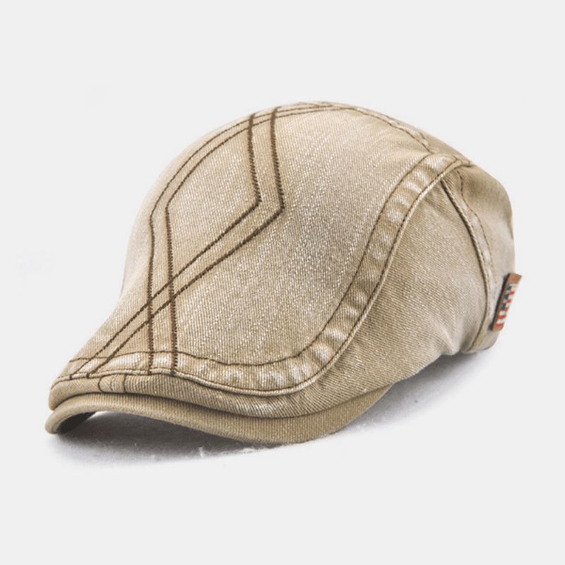 Unisex Dobbel Broderitråd Diamond Grid Ivy Cap Justerbar Casual Twill Cap Beret Cap Flat Hat