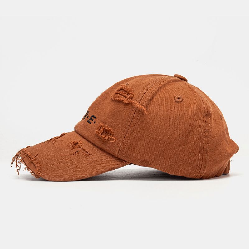 Unisex Dusk Med Brukket Hull-Montert Cap Justerbar Bokstaver Broderi All-Match Baseball Cap