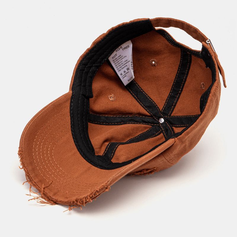 Unisex Dusk Med Brukket Hull-Montert Cap Justerbar Bokstaver Broderi All-Match Baseball Cap