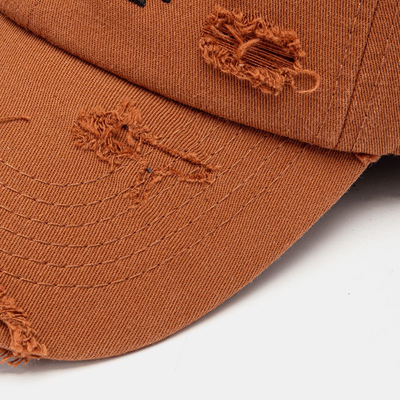 Unisex Dusk Med Brukket Hull-Montert Cap Justerbar Bokstaver Broderi All-Match Baseball Cap