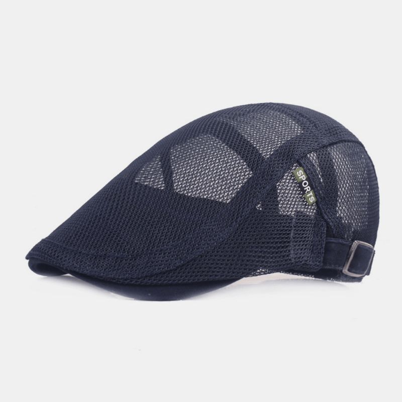 Unisex Full Mesh Beret Cap Sommer Cool Suncreen Pustende Flat Cap Ivy Cap Driver Hat