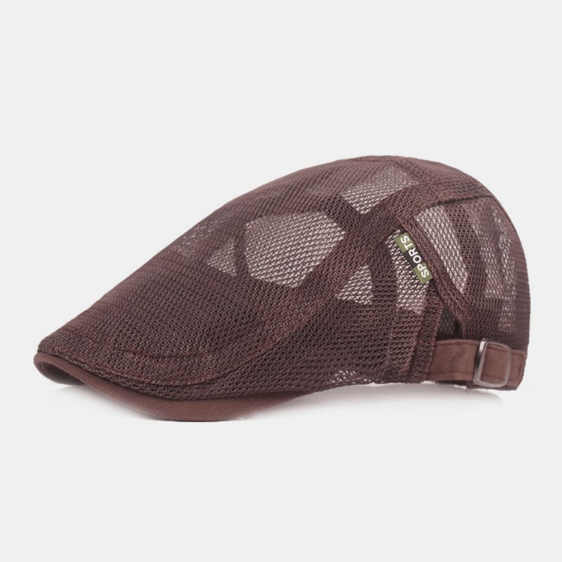 Unisex Full Mesh Beret Cap Sommer Cool Suncreen Pustende Flat Cap Ivy Cap Driver Hat