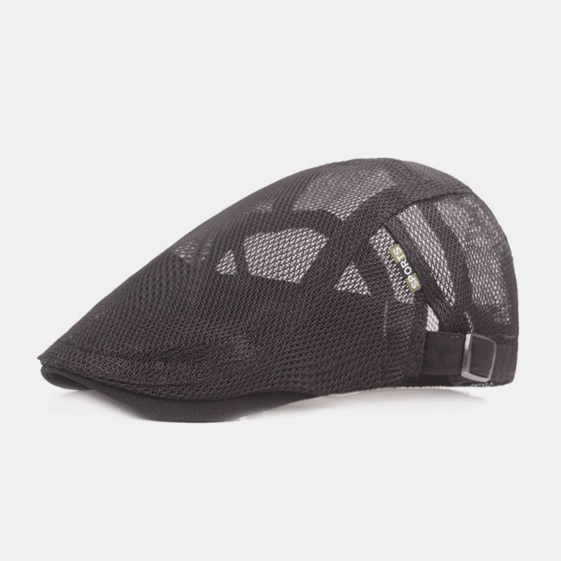 Unisex Full Mesh Beret Cap Sommer Cool Suncreen Pustende Flat Cap Ivy Cap Driver Hat