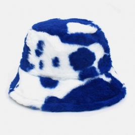 Unisex Lammehår Mykt Varm Uformell All-Match Søt Kumønster Bucket Hat