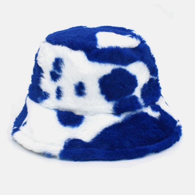 Unisex Lammehår Mykt Varm Uformell All-Match Søt Kumønster Bucket Hat