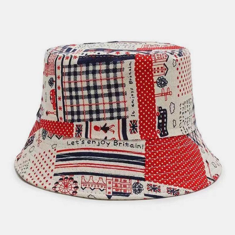 Unisex Lerret Farget Tegneserier Geometri Mønster Uformell Solskjerm Bucket Hat