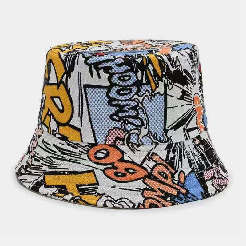 Unisex Lerret Farget Tegneserier Geometri Mønster Uformell Solskjerm Bucket Hat