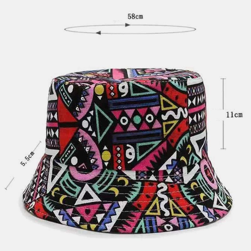 Unisex Lerret Farget Tegneserier Geometri Mønster Uformell Solskjerm Bucket Hat