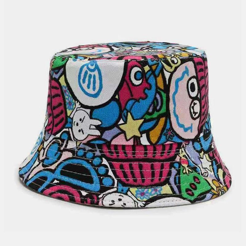 Unisex Lerret Farget Tegneserier Karaktermønster Uformell Solskjerm Bucket Hat