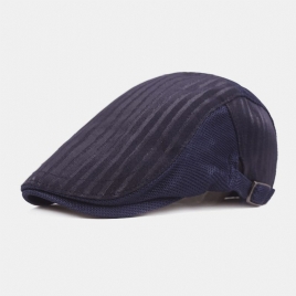Unisex Mesh Pustende Beret Cap Stripe Mønster Sommer Sunshade Newsboy Hat Flat Cap Ivy Cap
