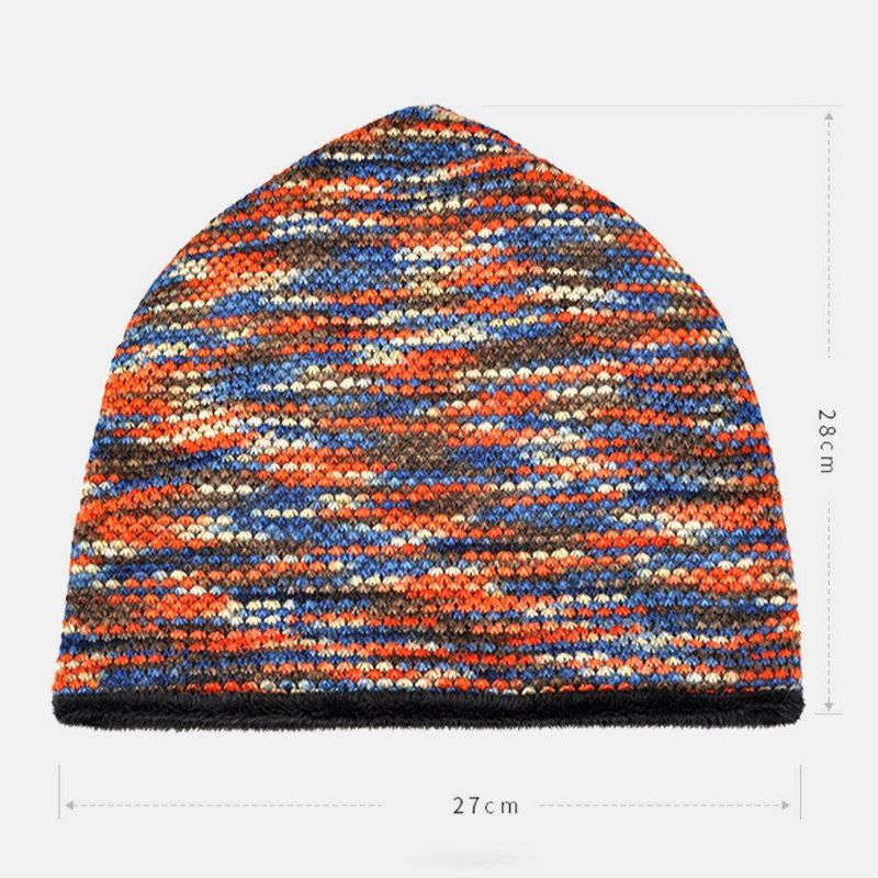 Unisex Plus Velvet Varm Tykk Utendørs Blandet Farge Uformell Personlighet Brimless Beanie