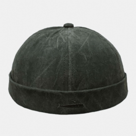 Unisex Tegneserie Fiskemønster Broderi Hodeskallehette Bomullsvasket Brimless Lue Utleier Cap