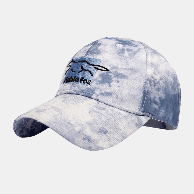 Unisex Tie-Dye Ivy Cap Little Fox Broderimønster Utendørs Solskjerm Avslappet Justerbar Cap Baseballhatter