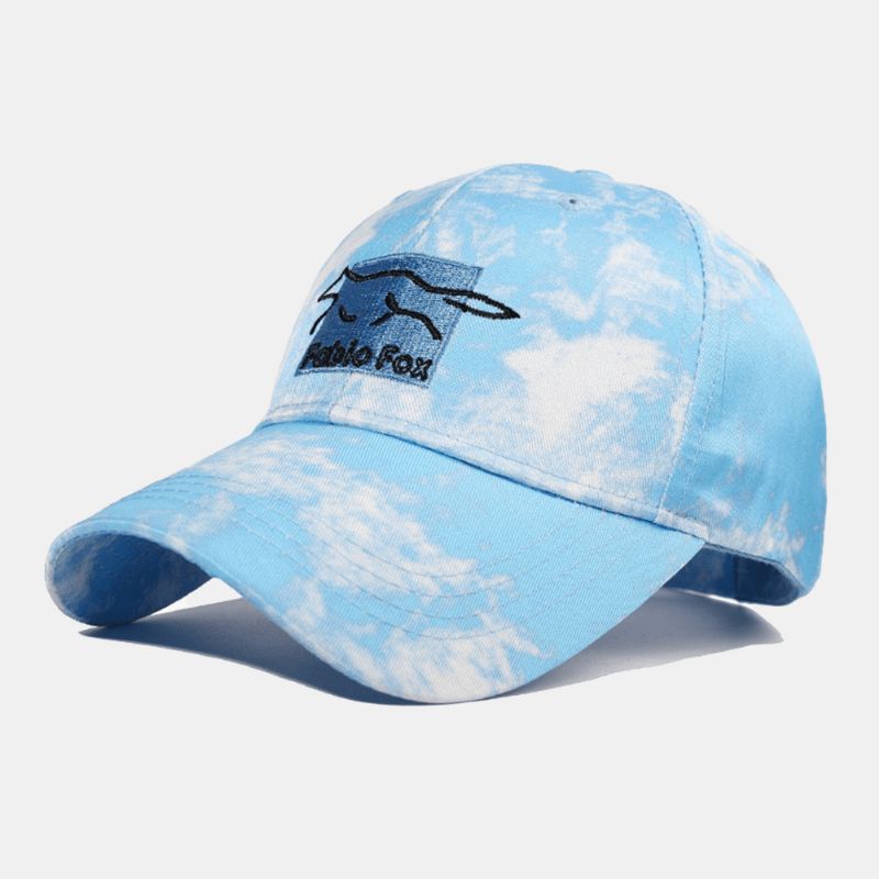 Unisex Tie-Dye Ivy Cap Little Fox Broderimønster Utendørs Solskjerm Avslappet Justerbar Cap Baseballhatter