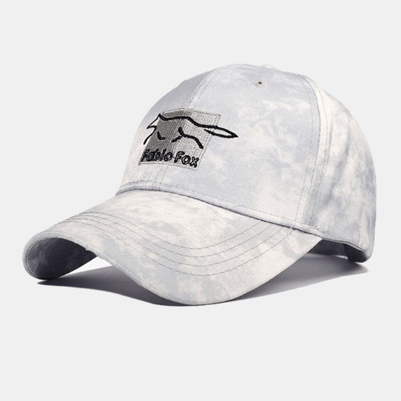 Unisex Tie-Dye Ivy Cap Little Fox Broderimønster Utendørs Solskjerm Avslappet Justerbar Cap Baseballhatter