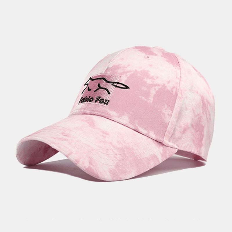 Unisex Tie-Dye Ivy Cap Little Fox Broderimønster Utendørs Solskjerm Avslappet Justerbar Cap Baseballhatter