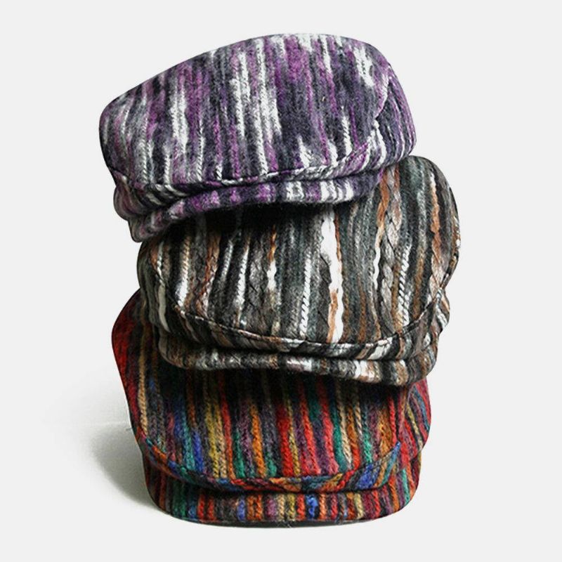 Unisex Tie-Dye Regnbue Blandede Farger Striper Mønster Etnisk Stil Uformell Personlighet Forward Hat Beret Hat