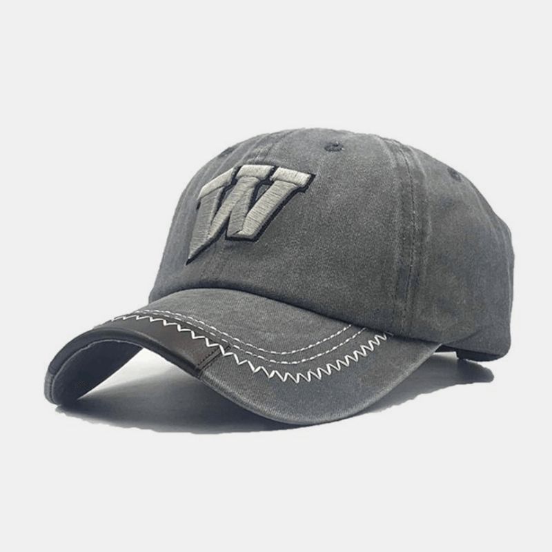 Unisex Vasket Baseballcaps Bomull Brevbroderi Retro All-Match Montert Cap Avslappet Justerbar Cap