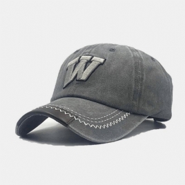 Unisex Vasket Baseballcaps Bomull Brevbroderi Retro All-Match Montert Cap Avslappet Justerbar Cap