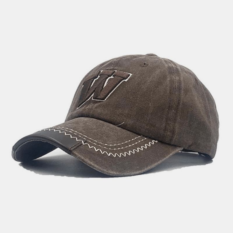 Unisex Vasket Baseballcaps Bomull Brevbroderi Retro All-Match Montert Cap Avslappet Justerbar Cap