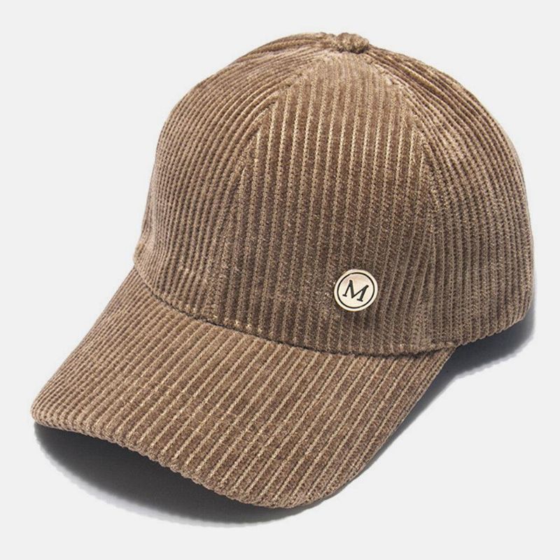 Womne Corduroy Warm M Badge Solvisor All-Match Casual Baseballhatt