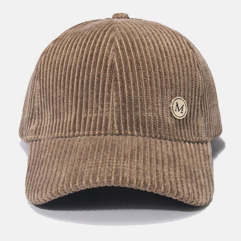 Womne Corduroy Warm M Badge Solvisor All-Match Casual Baseballhatt