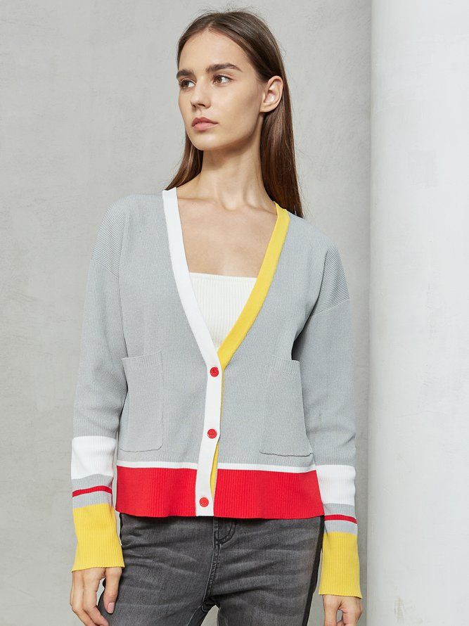 Color-Block Casual Langermet Genser