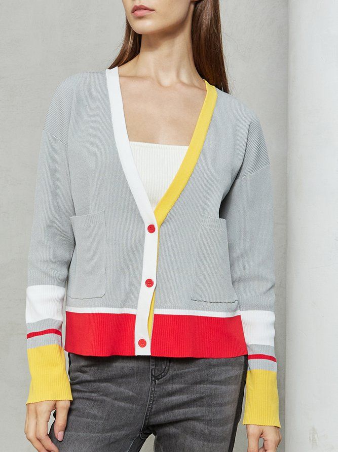 Color-Block Casual Langermet Genser