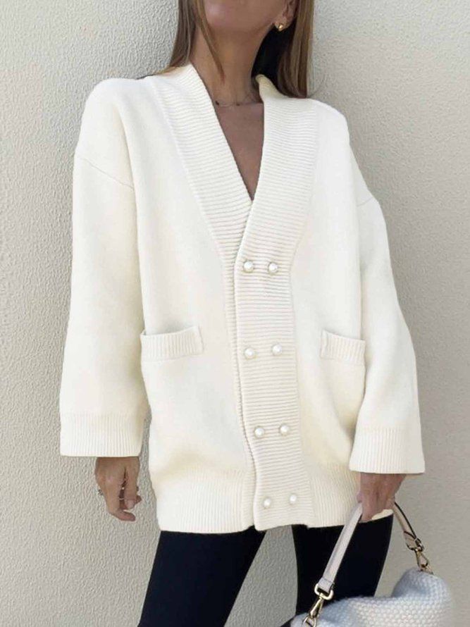 Daglig Langermet Regular Fit Simple Sweater Coat