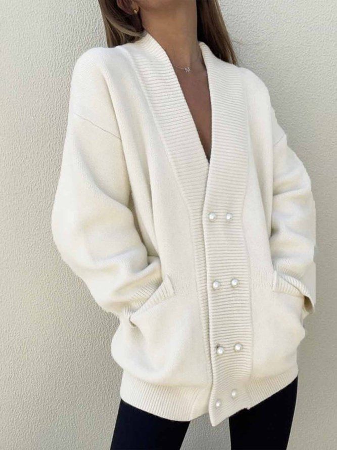 Daglig Langermet Regular Fit Simple Sweater Coat