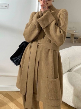 Elegant Langermet Loosen Plain Sweater Coat