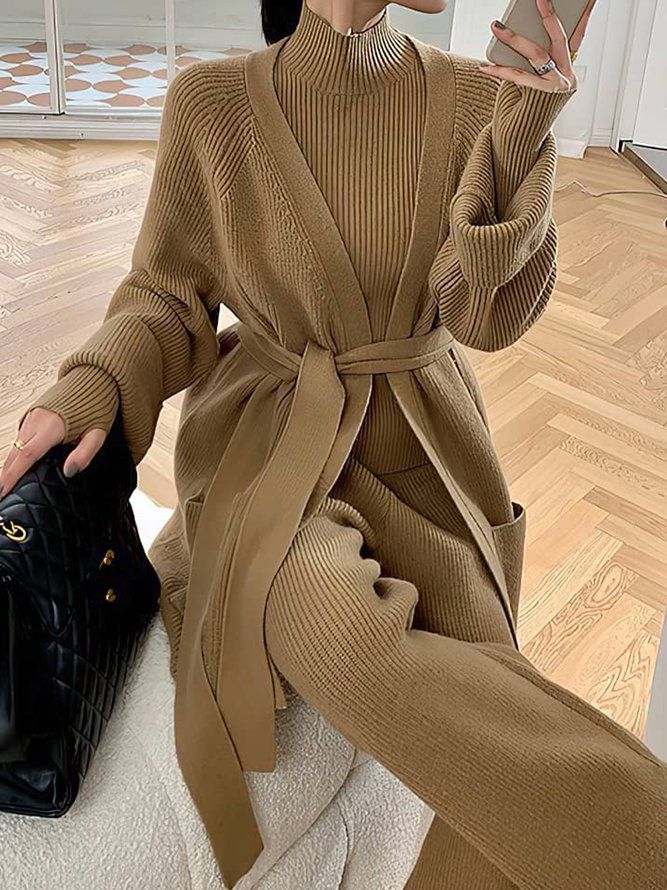 Elegant Langermet Loosen Plain Sweater Coat