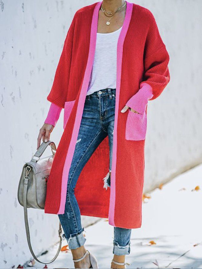 Langermet Regular Fit Color Block Sweater Coat