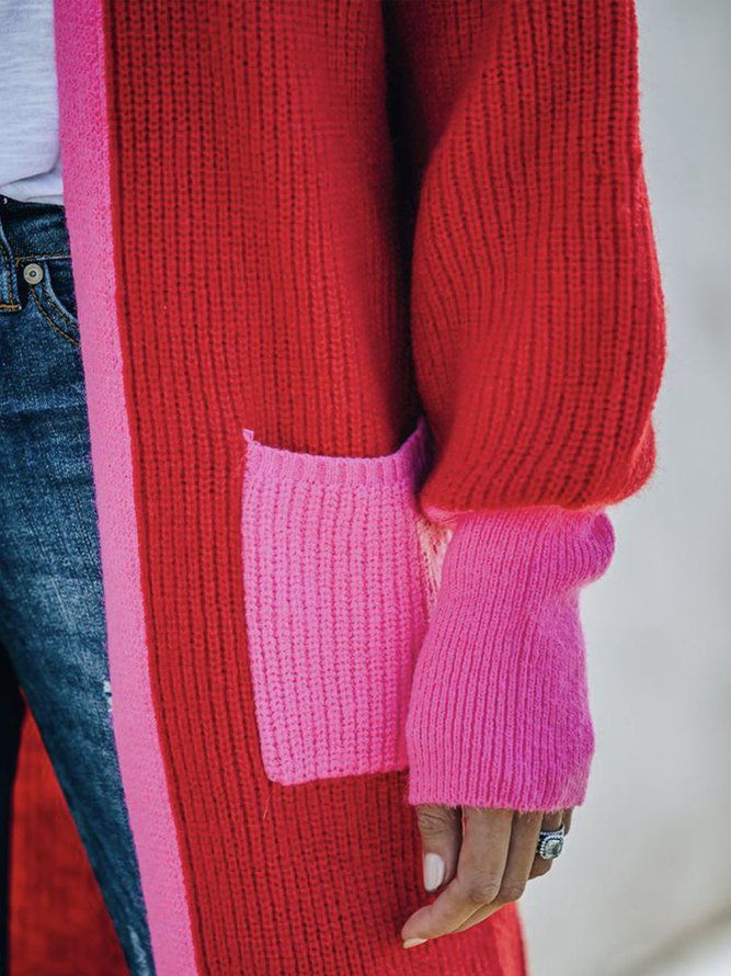 Langermet Regular Fit Color Block Sweater Coat