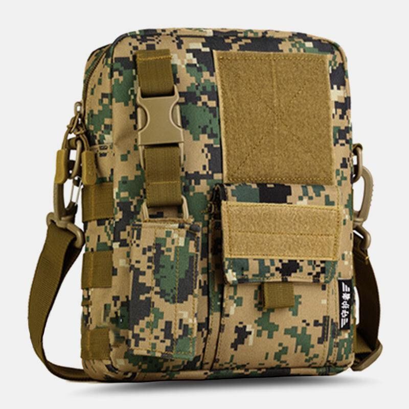 Herre Camo Pattern Multifunction Stor Kapasitet Utendørs Reise Taktisk Veske Crossbody Bag Skulderveske Firkantet Veske