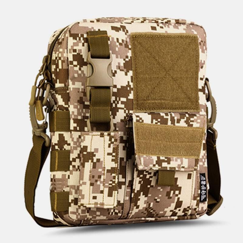 Herre Camo Pattern Multifunction Stor Kapasitet Utendørs Reise Taktisk Veske Crossbody Bag Skulderveske Firkantet Veske