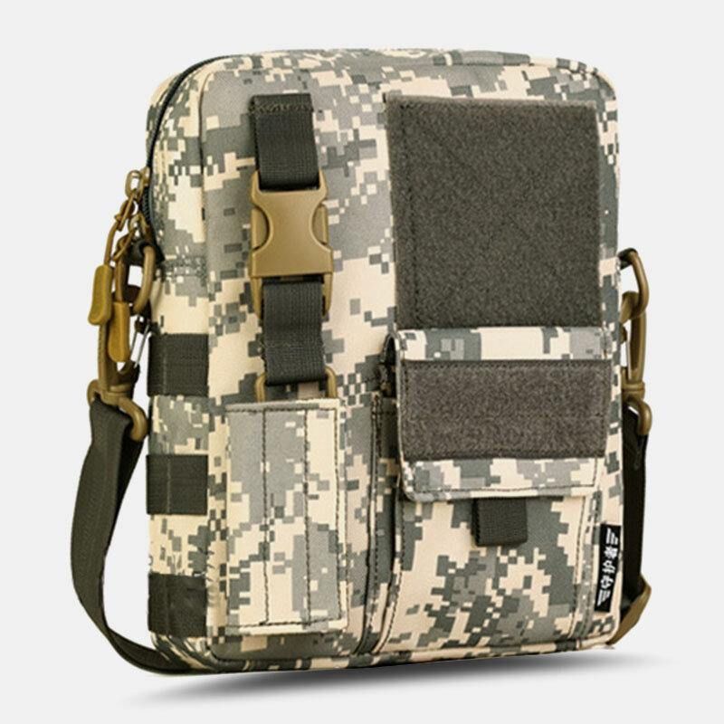 Herre Camo Pattern Multifunction Stor Kapasitet Utendørs Reise Taktisk Veske Crossbody Bag Skulderveske Firkantet Veske